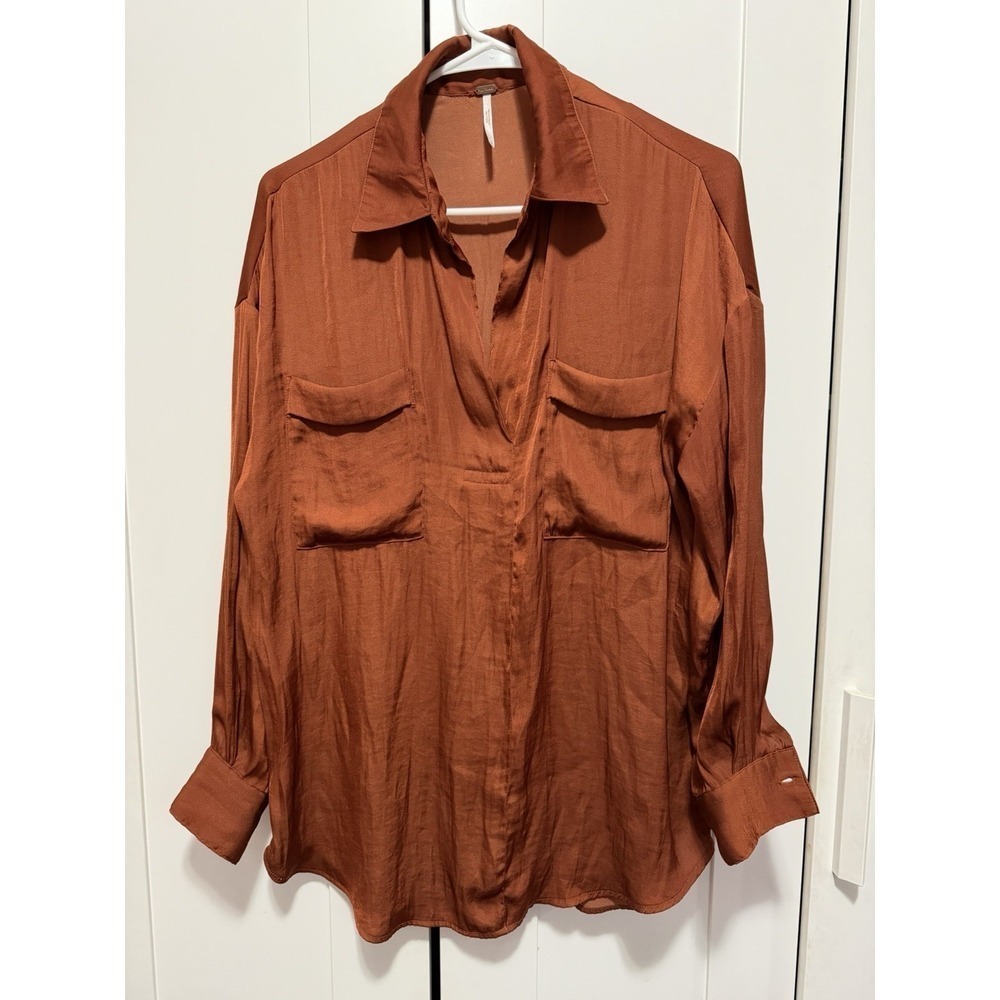 Free People Women's Orange Top Size S